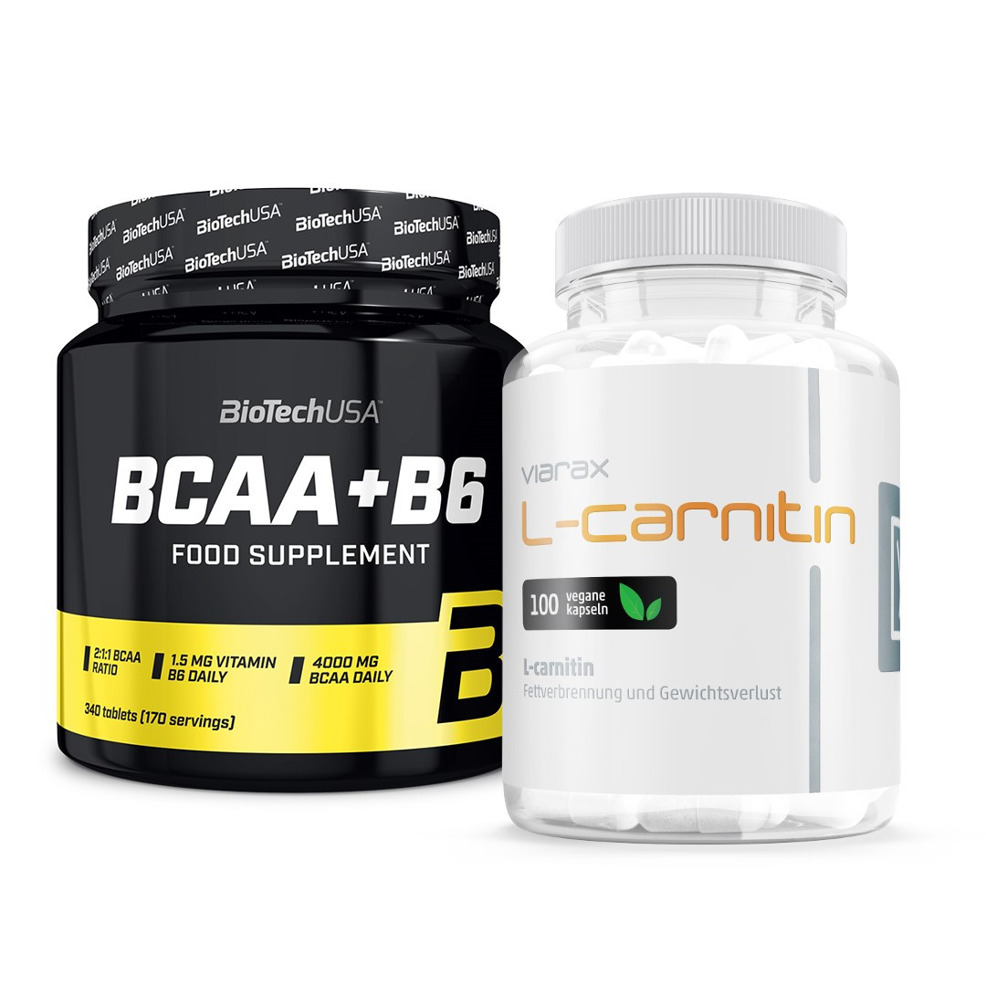 Viarax L-carnitin + Biotech USA BCAA + B6 340tbl.